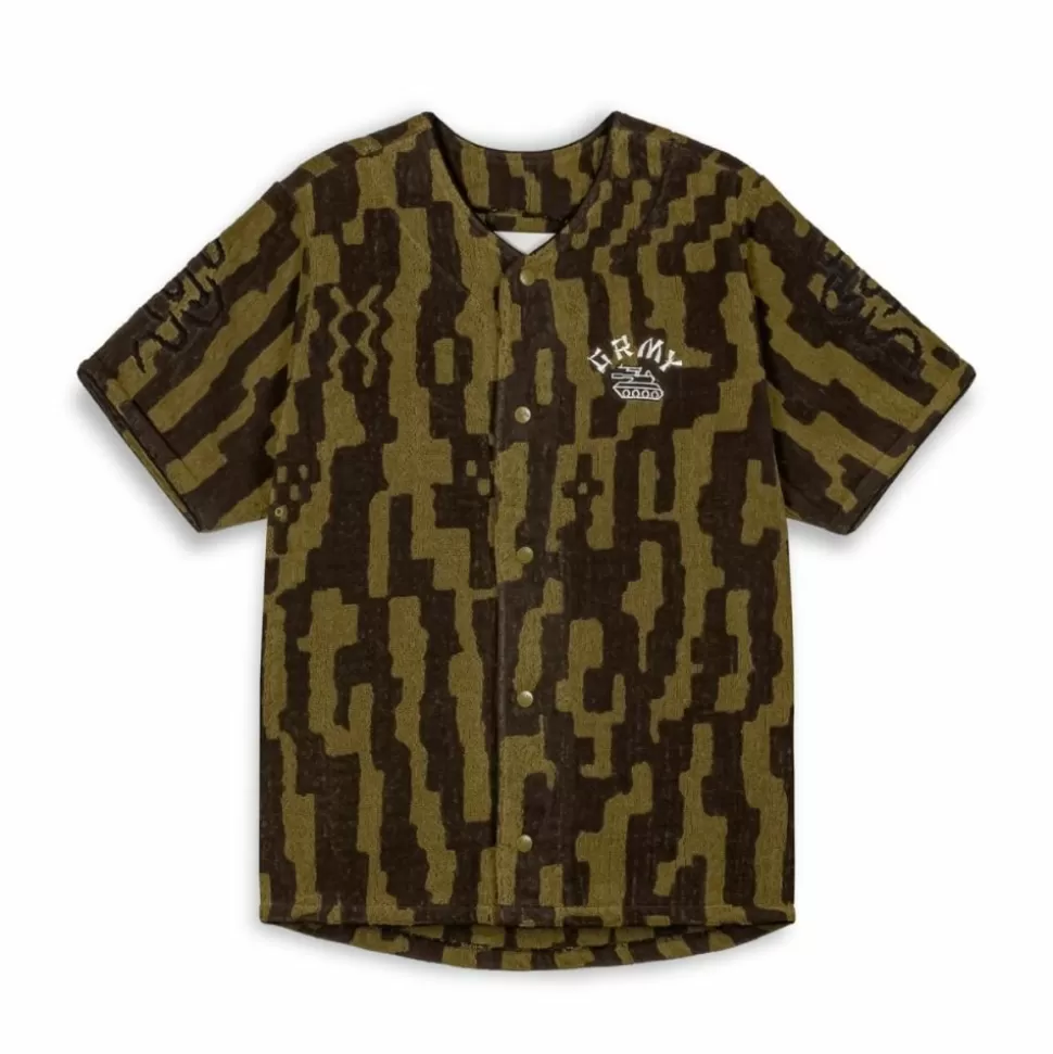 Shirts*Grimey Camisa De Baseball Lucky Dragon All Over Jacquard - Black - Ss24