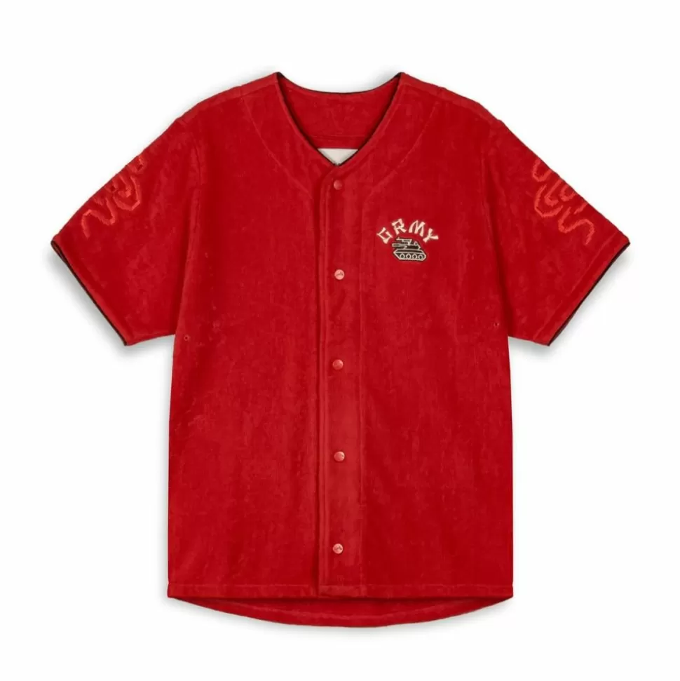 Ss24*Grimey Camisa De Baseball Lucky Dragon Terry Towelling - Red - Ss24