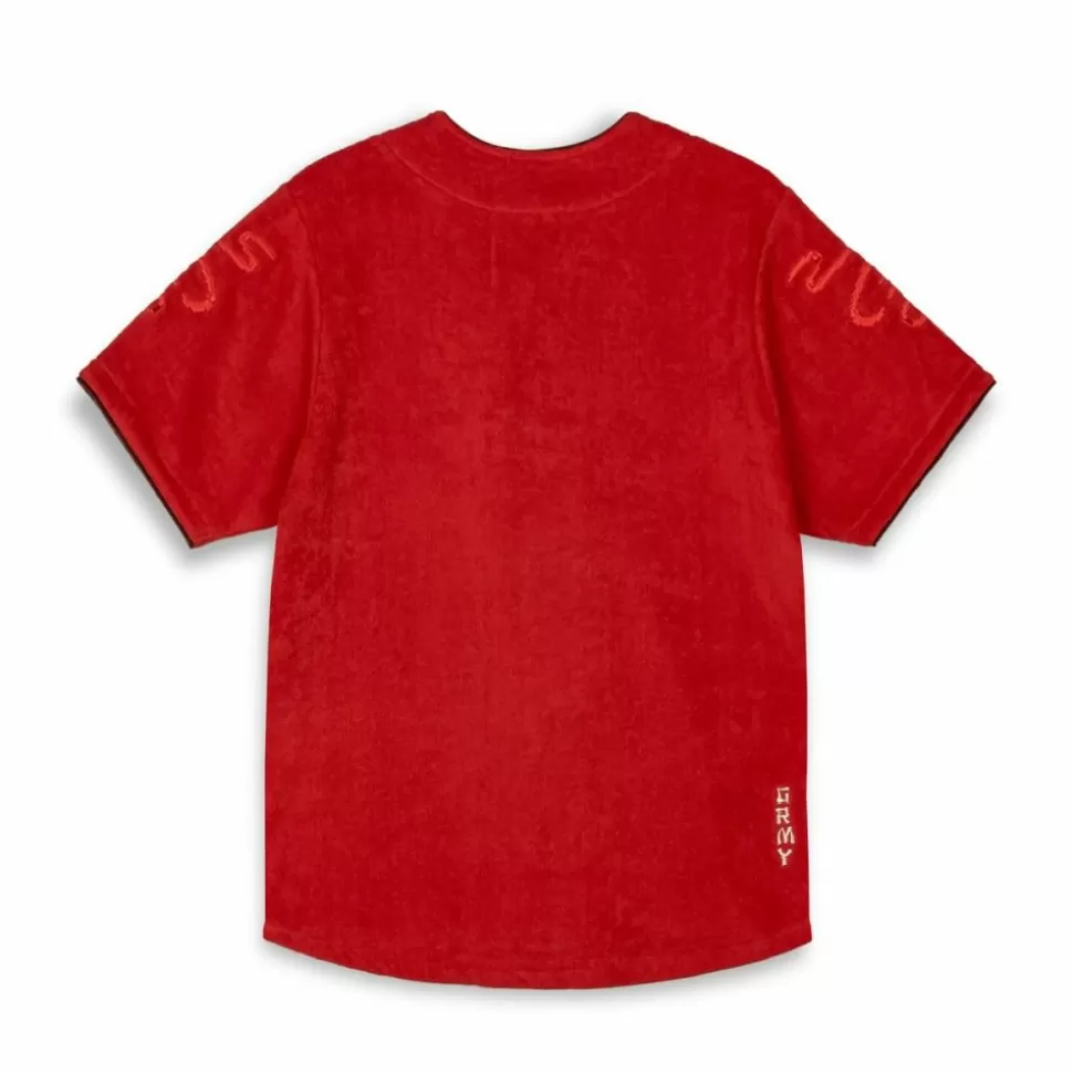 Ss24*Grimey Camisa De Baseball Lucky Dragon Terry Towelling - Red - Ss24