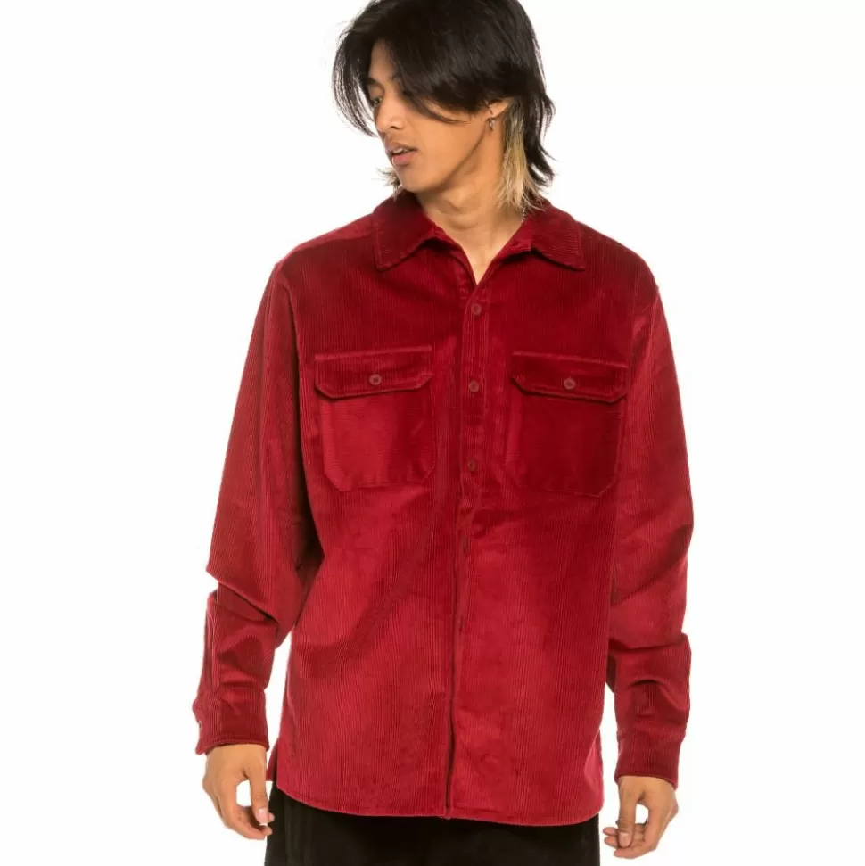 Shirts*Grimey "Aged Rum" Corduroy Long Shirt - Red - Winter 21