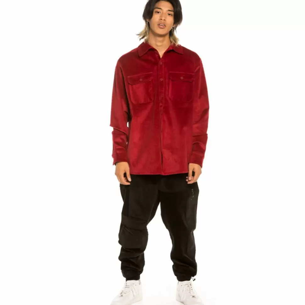 Shirts*Grimey "Aged Rum" Corduroy Long Shirt - Red - Winter 21