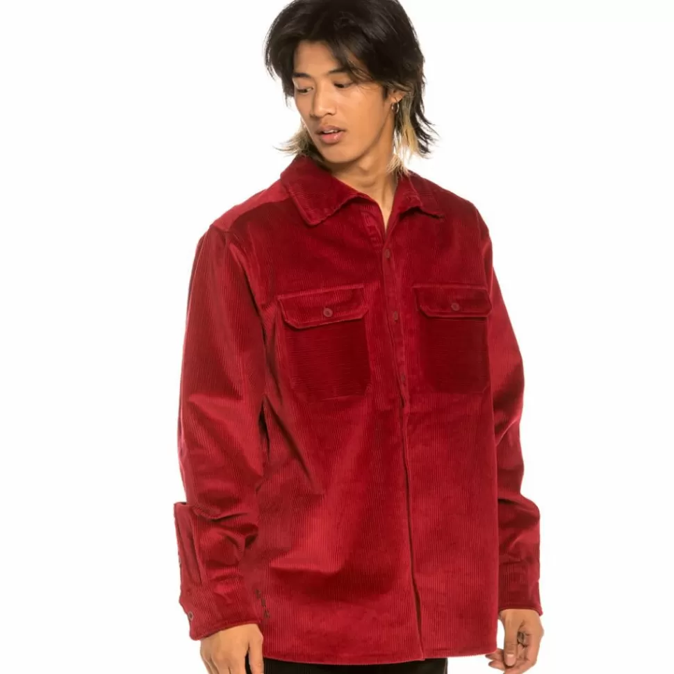 Shirts*Grimey "Aged Rum" Corduroy Long Shirt - Red - Winter 21