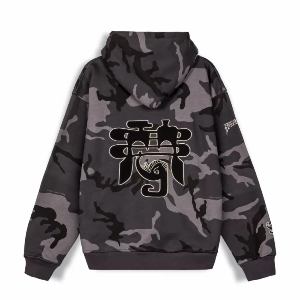 Sweatshirts*Grimey All Over Print Tusker Temple Vintage Hoodie Black - Fw23