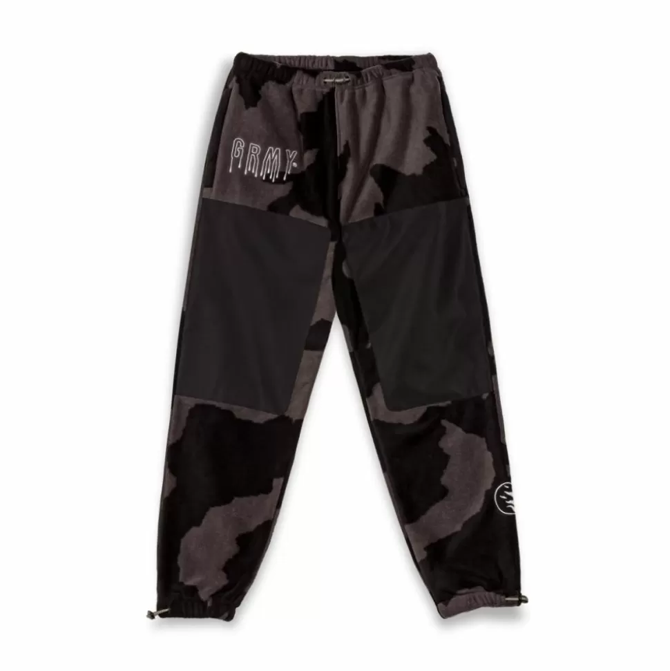 Pants*Grimey Back At You All Over Print Polar Fleece Track Pants - Black