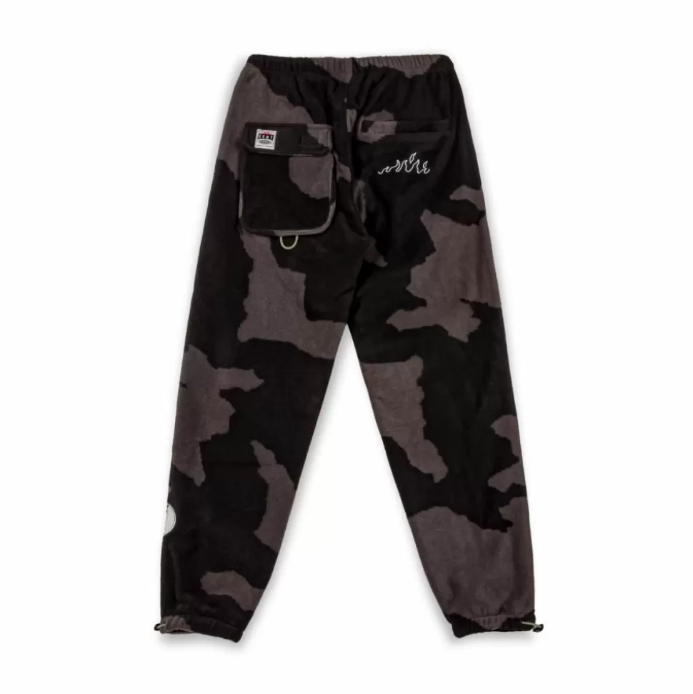 Pants*Grimey Back At You All Over Print Polar Fleece Track Pants - Black