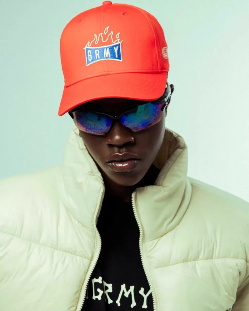 Head Wear*Grimey Back At You Curved Visor Snapback Cap - Red - Fw23