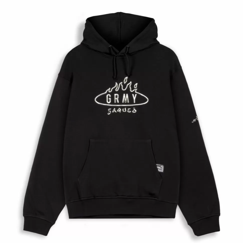 Ss24*Grimey Burn In Flames Vintage Hoodie - Black - Ss24