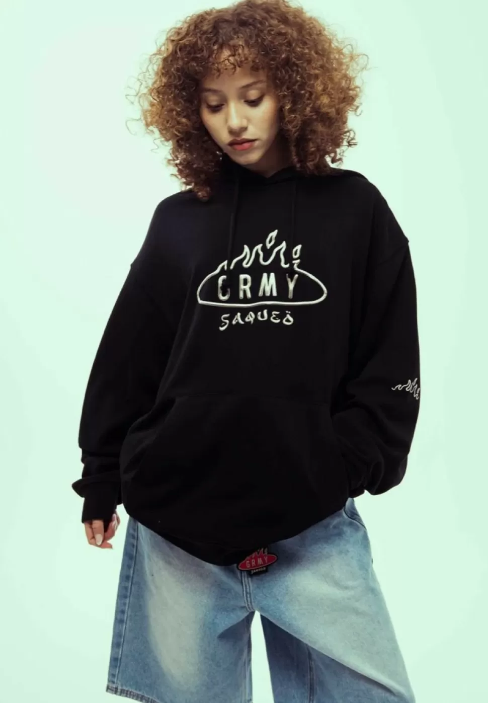 Ss24*Grimey Burn In Flames Vintage Hoodie - Black - Ss24