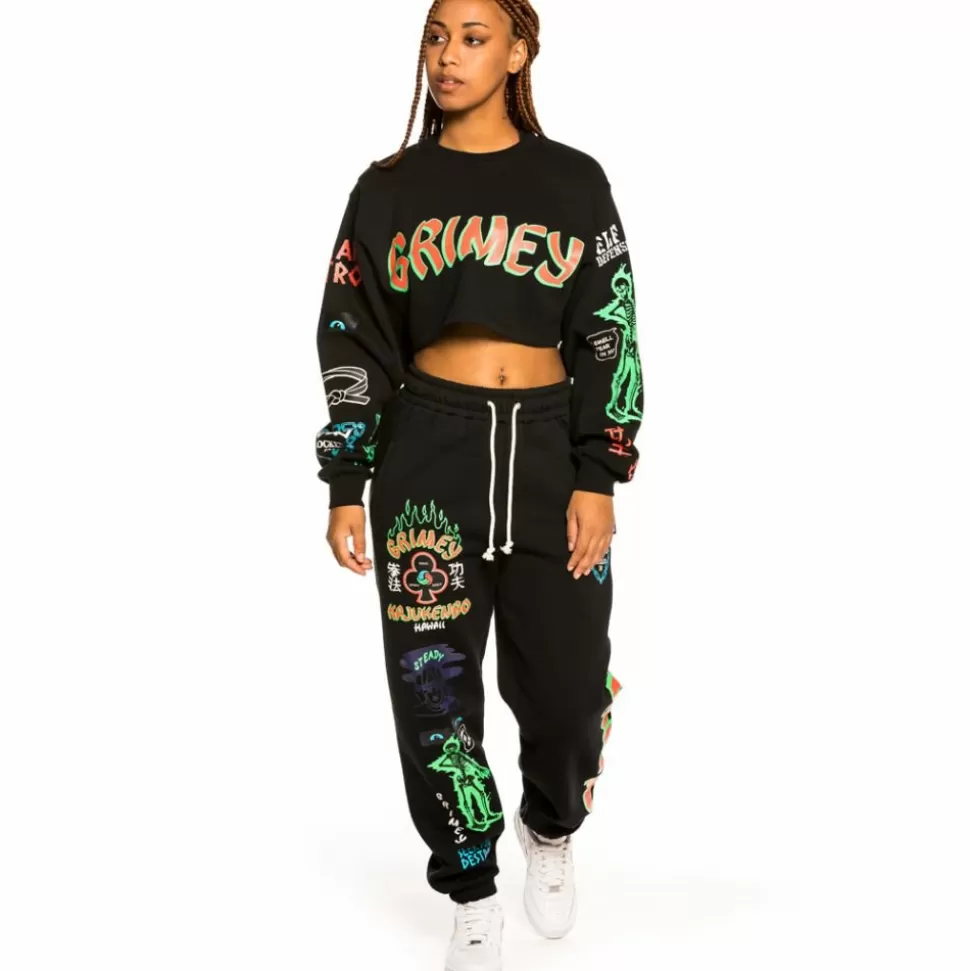 Sweatshirts*Grimey "Destroy All Fear" Girl Crop Crewneck - Black - Fall 21