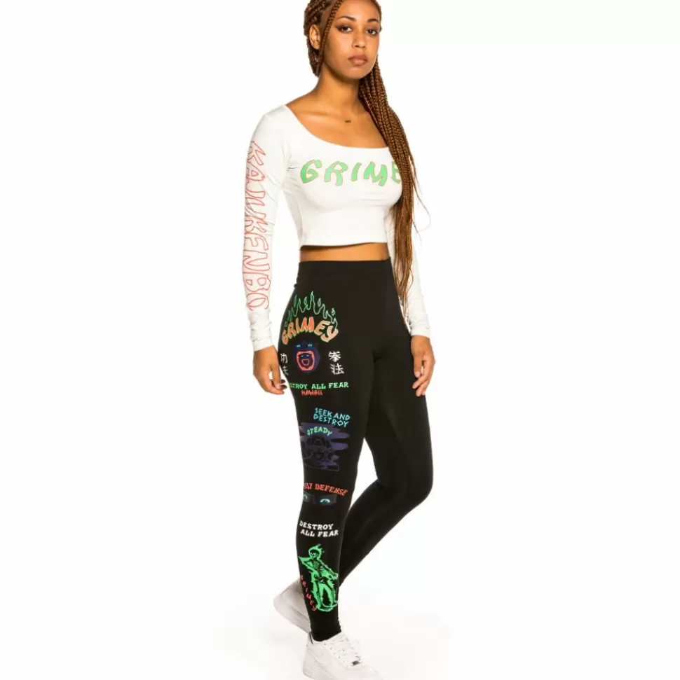 Tees & Tops*Grimey "Destroy All Fear" Long Sleeve Crop Tee - White - Fall 21