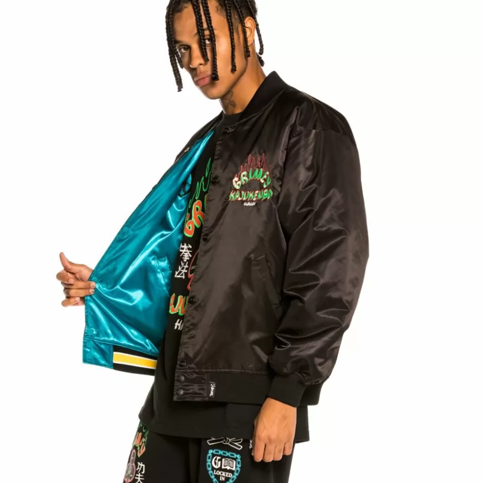 Jackets*Grimey "Destroy All Fear" Reversible Satin Jacket - Black/Blue - Fall 21