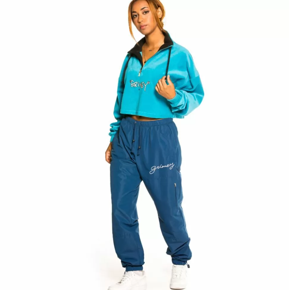 Sweatshirts*Grimey "Gem Cutting" Girl High Neck Velvet Crop Top - Blue - Fall 21