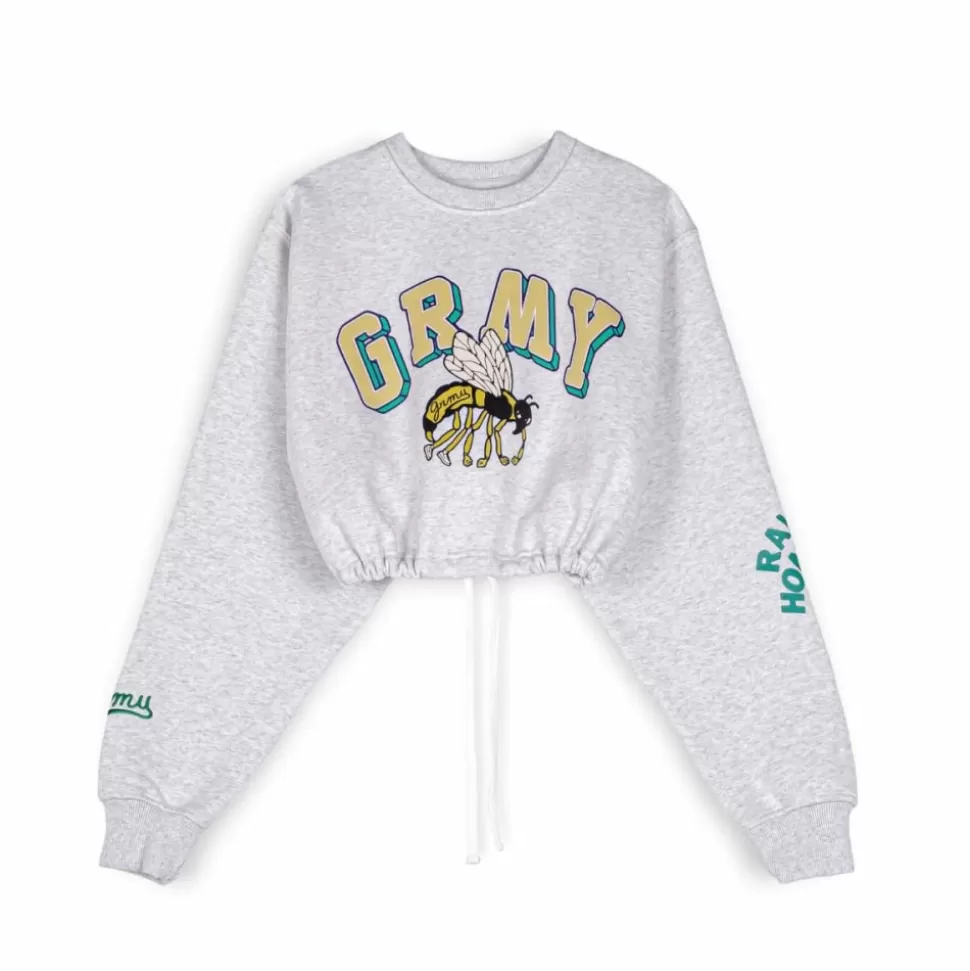 Sweatshirts*Grimey "Hive" Crop Heavyweight Crewneck - Sport Grey - Fall 22