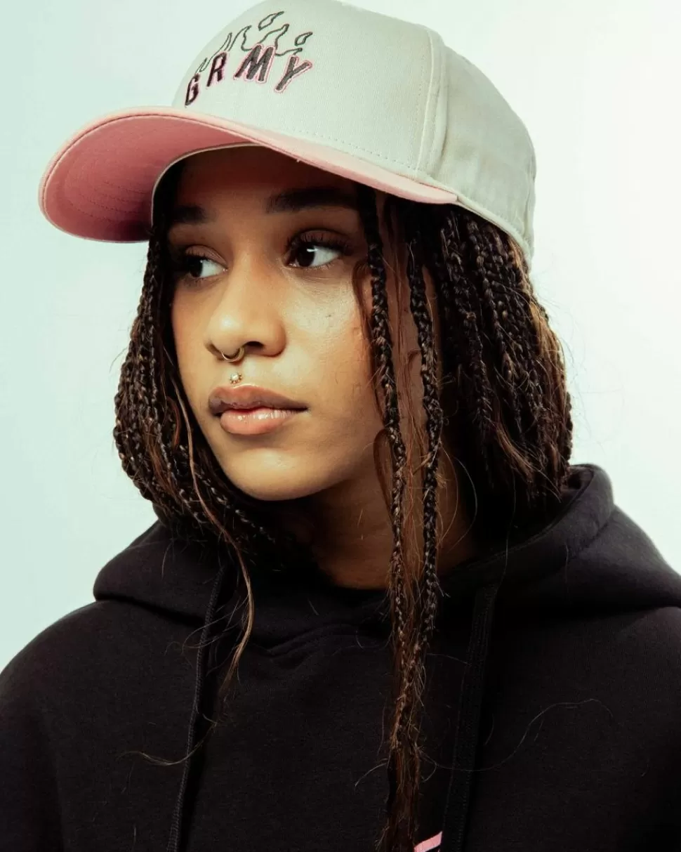 Head Wear*Grimey Melted Stone Bicolor Curved Visor Snapback Cap - Cream - Fw23