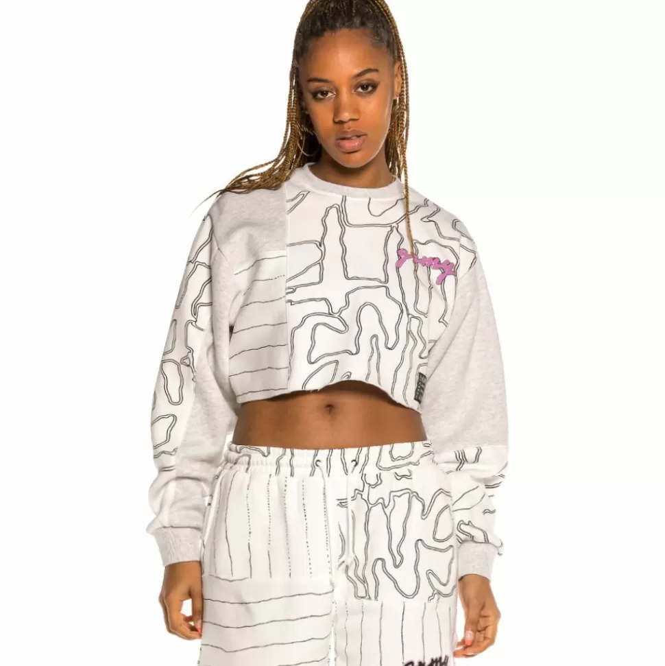 Sweatshirts*Grimey Strange Fruit All Over Print Crop Crewneck Spring 21 White