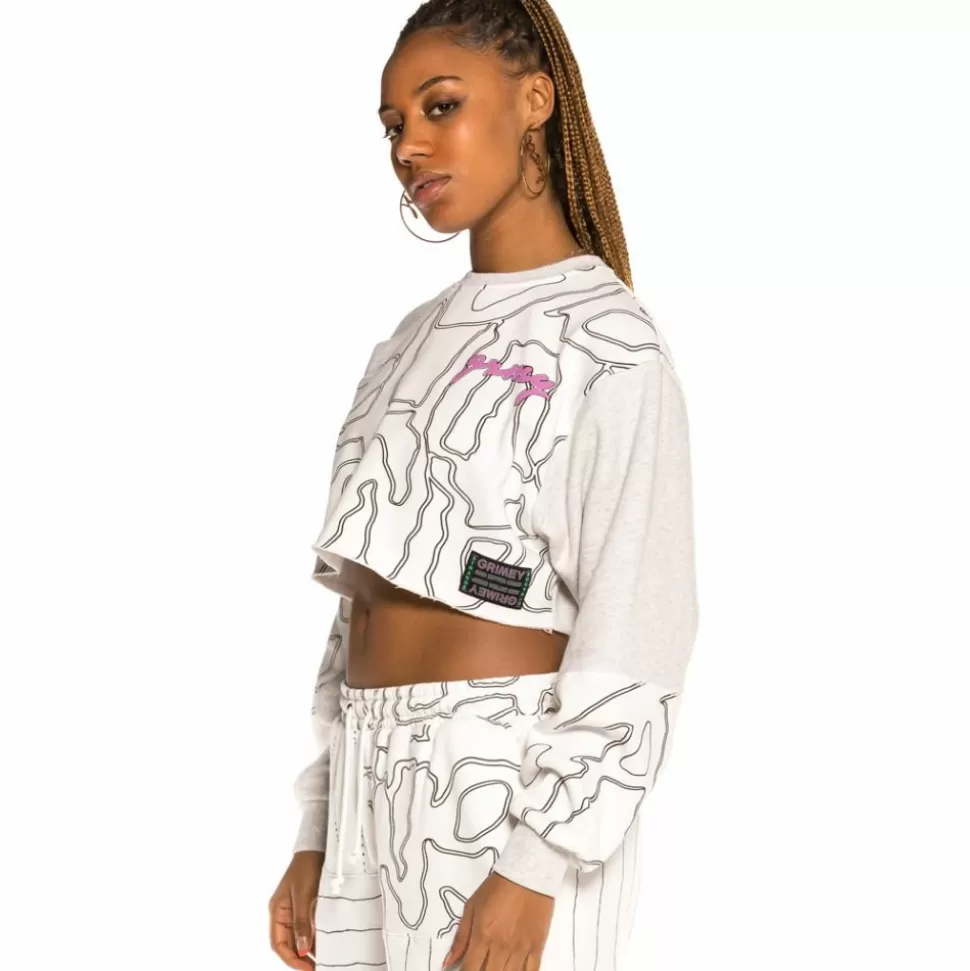 Sweatshirts*Grimey Strange Fruit All Over Print Crop Crewneck Spring 21 White