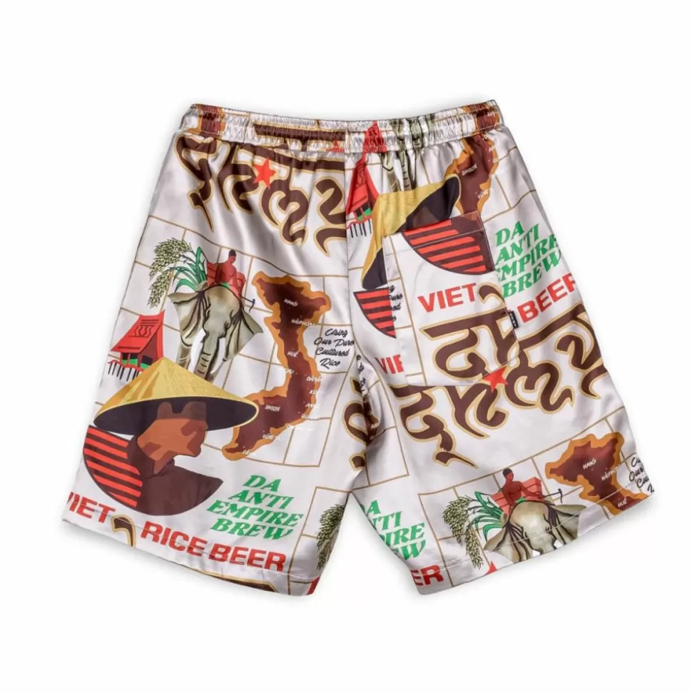 Shorts*Grimey Viet Cong Beer Satin Short - White - Summer 23