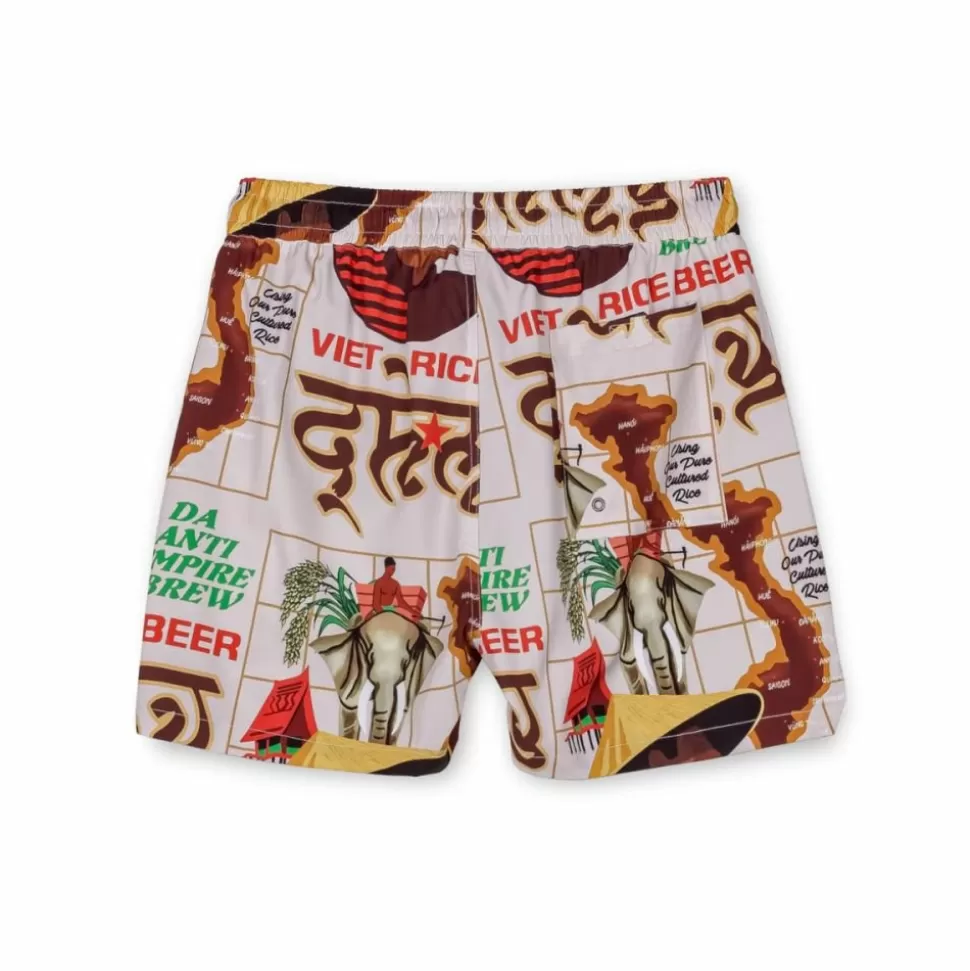 Swimwear*Grimey Viet Cong Beer Swimming Short - White - Summer 23
