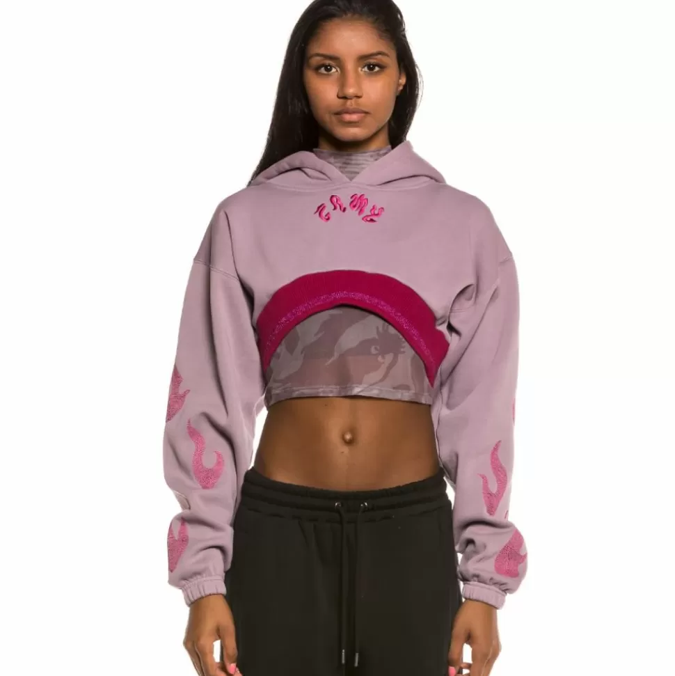 Sweatshirts*Grimey Yoga Fire Super Crop Hoodie Ss20 Violet