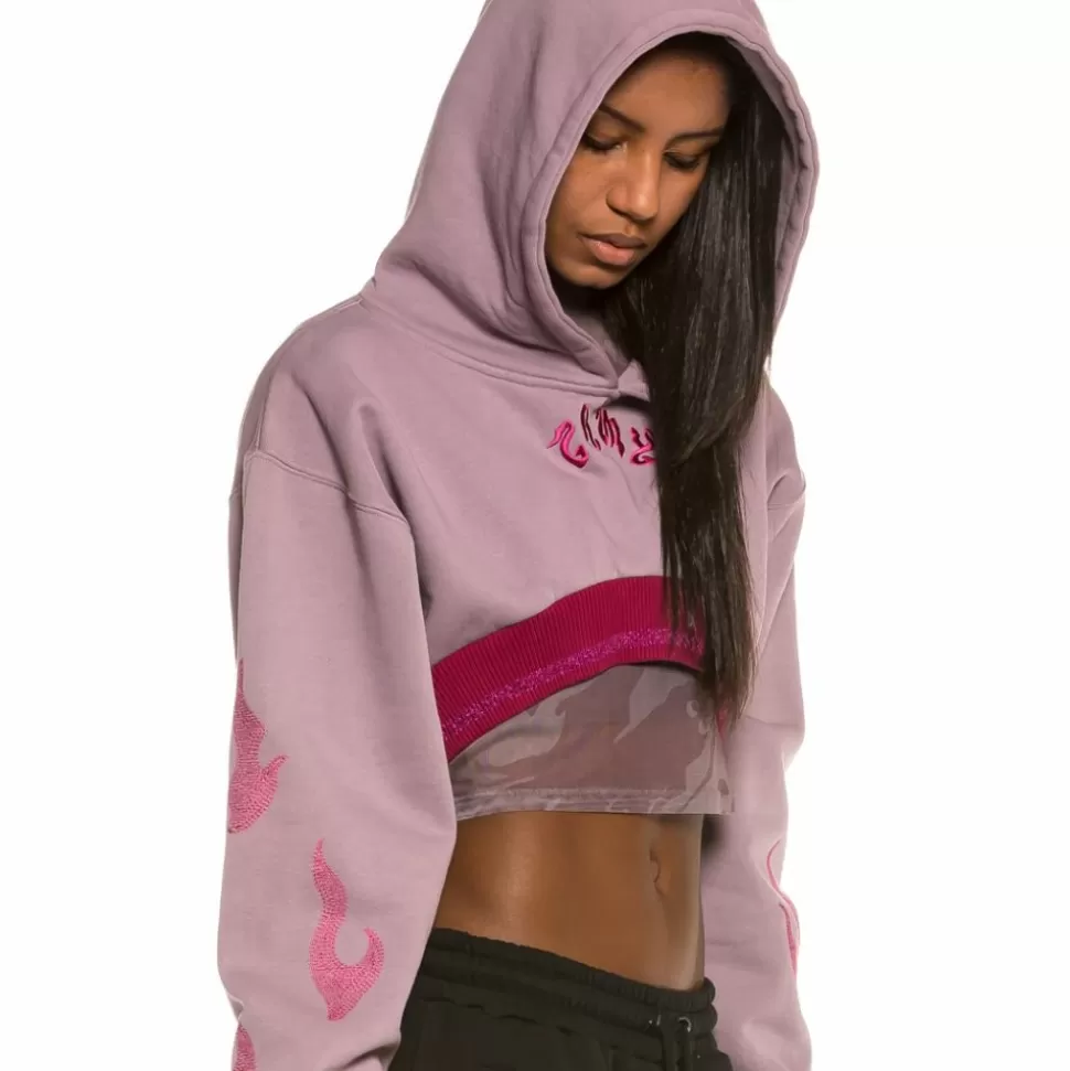 Sweatshirts*Grimey Yoga Fire Super Crop Hoodie Ss20 Violet