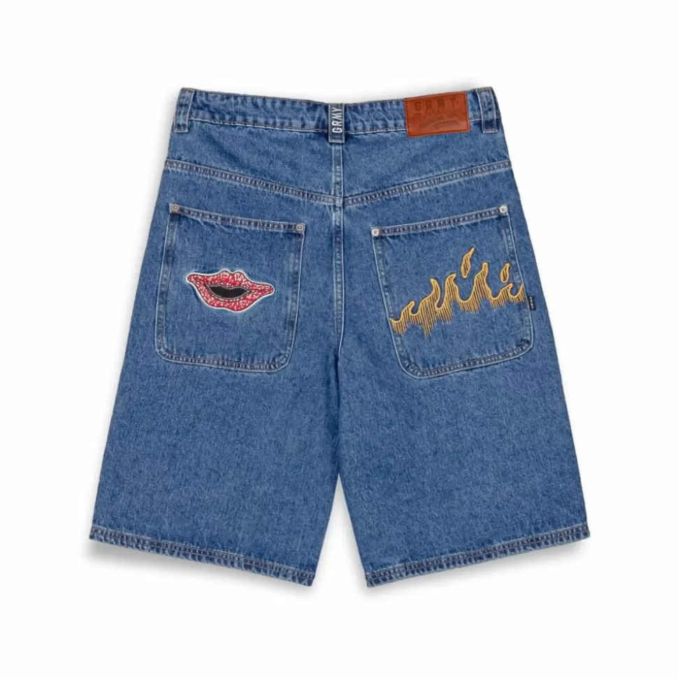 Shorts*Grimey Pantalon Corto Burn In Flames - Shorts Washed Blue - Ss24