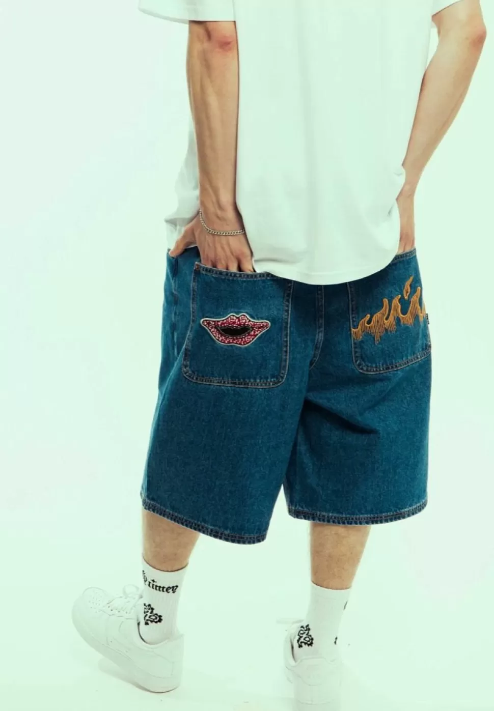 Shorts*Grimey Pantalon Corto Burn In Flames - Shorts Washed Blue - Ss24