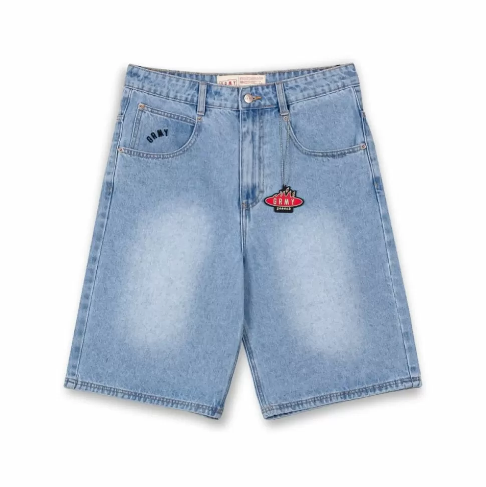 Shorts*Grimey Pantalon Corto Burn In Flames - Washed Light Blue - Ss24