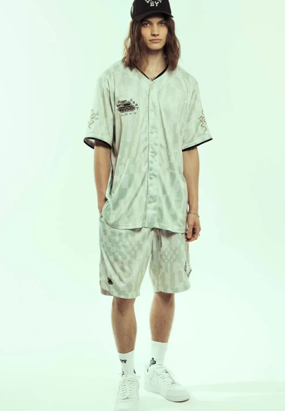 Shorts*Grimey Pantalon Corto Lucky Dragon Mesh Basket - White - Ss24