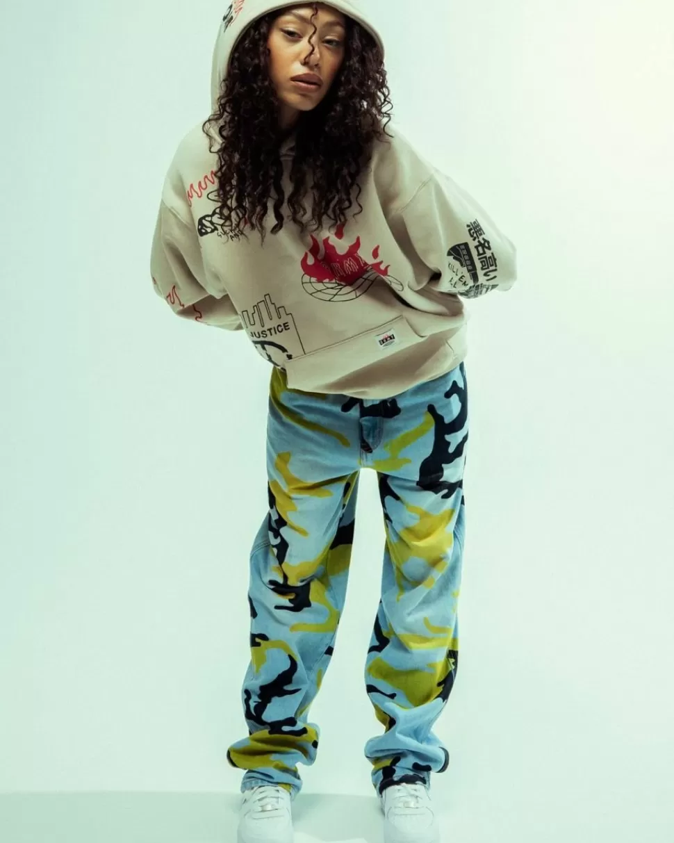 Pants*Grimey Pantalon Vaquero The Strait Talk All Over Print Camo Regular - Washed Camo - Fw23