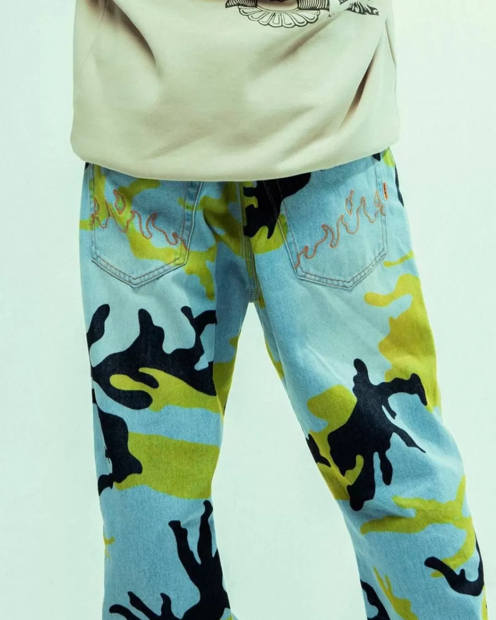 Pants*Grimey Pantalon Vaquero The Strait Talk All Over Print Camo Regular - Washed Camo - Fw23