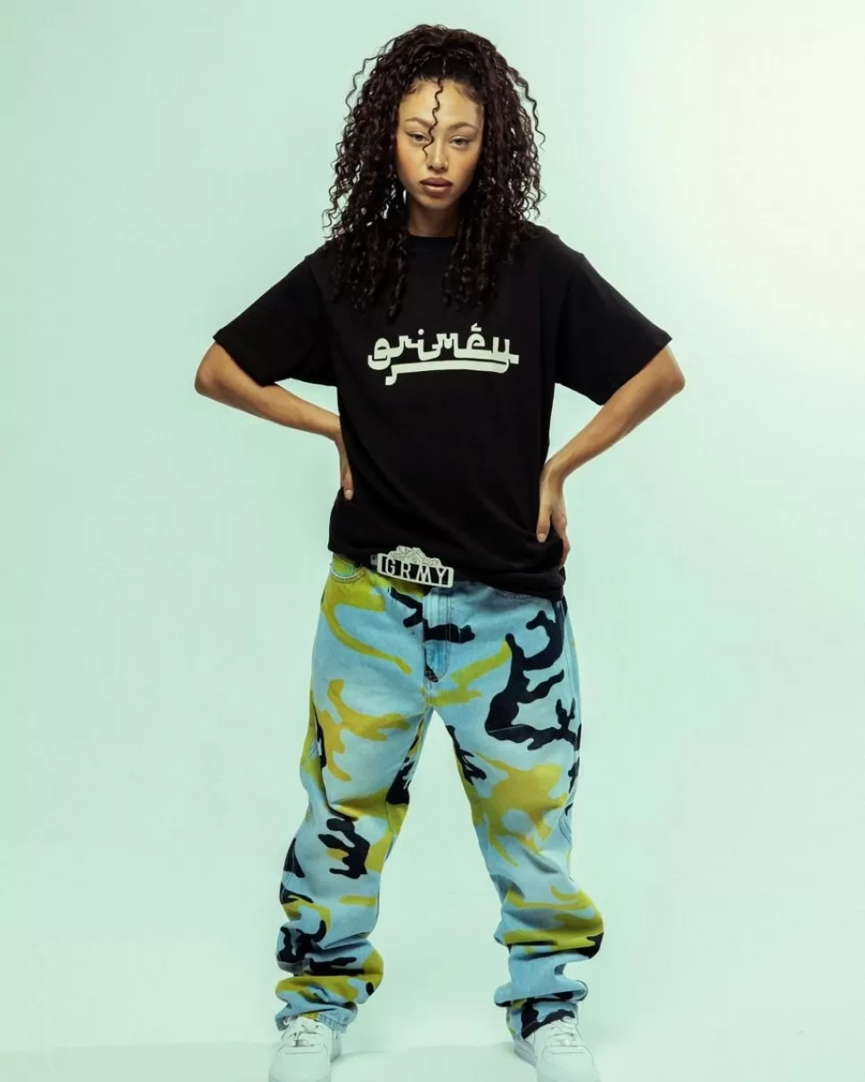 Pants*Grimey Pantalon Vaquero The Strait Talk All Over Print Camo Regular - Washed Camo - Fw23