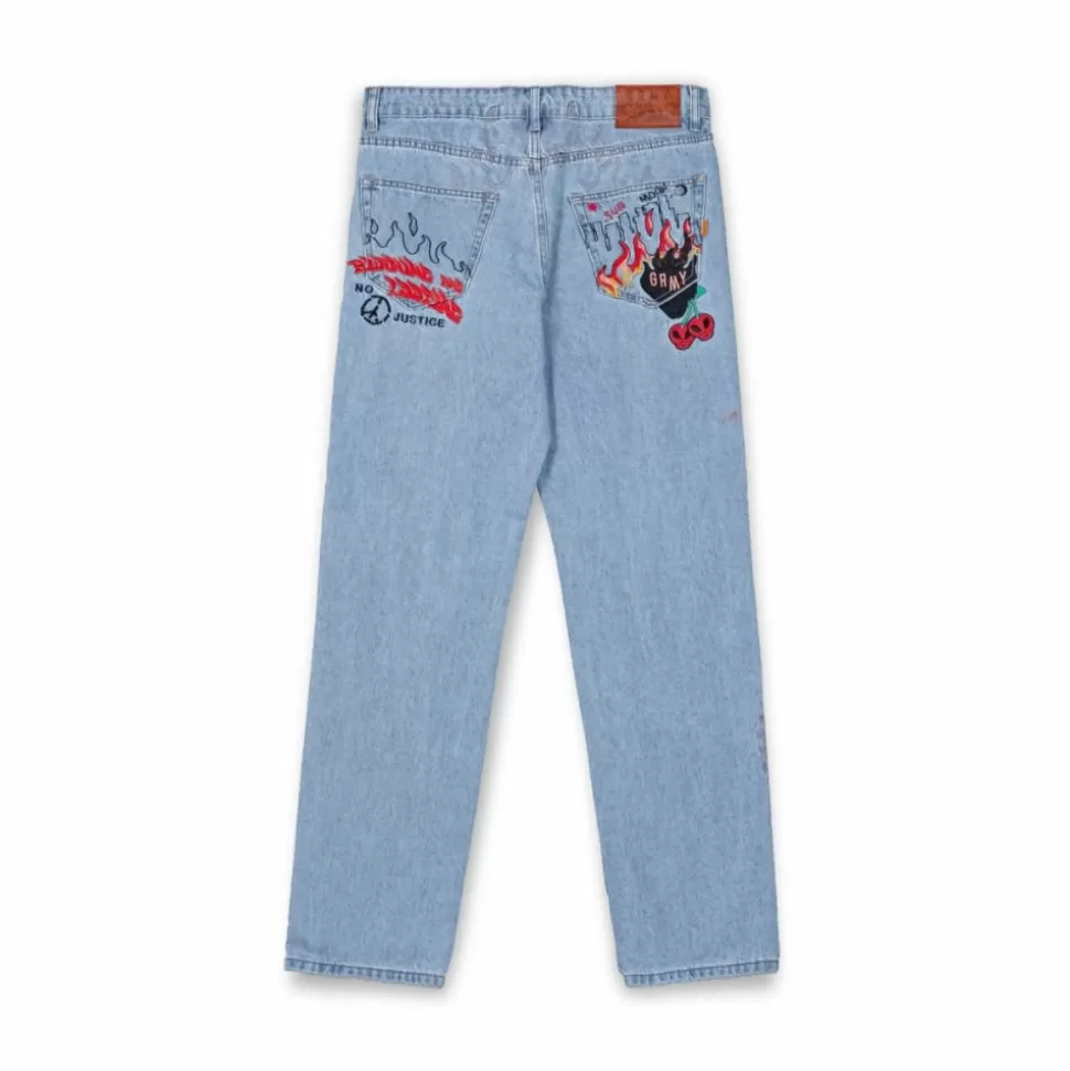 Pants*Grimey Pantalon Vaquero The Sweet Burn Regular - Washed Blue - Fw23