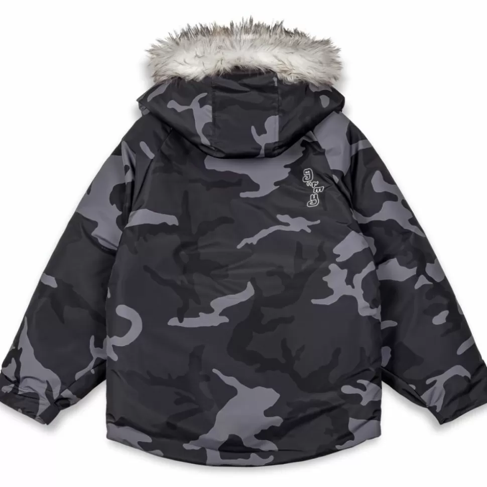 Recycled*Grimey Parka All Over Print Tusker Temple Puffer - Black - Fw23