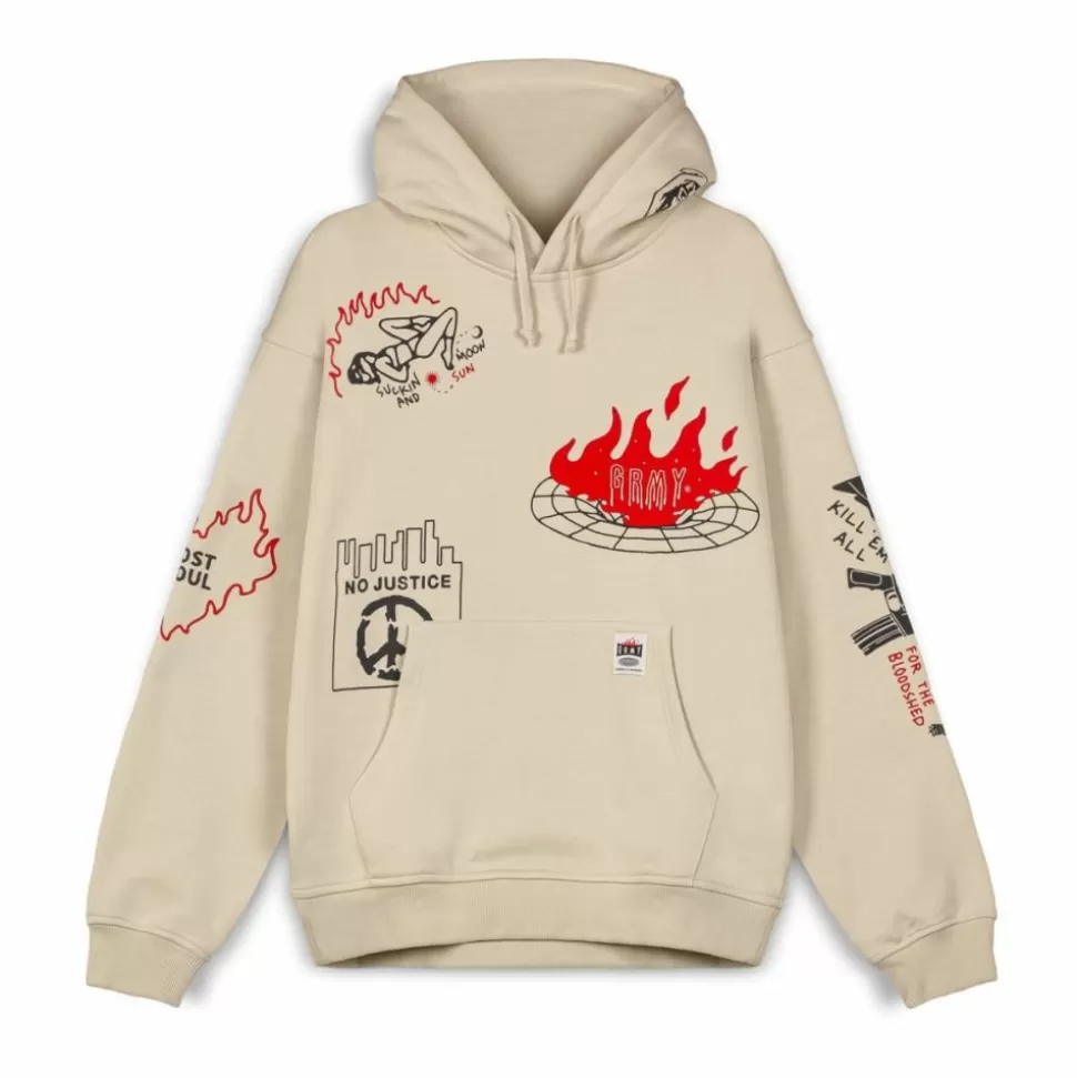 Sweatshirts*Grimey Sudadera Capucha Back At You Wide Hole Vintage - Cream - Fw23