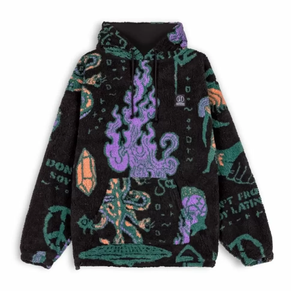 Recycled*Grimey Sudadera Lost Boys All Over Sherpa Hoodie - Black - Winter 22