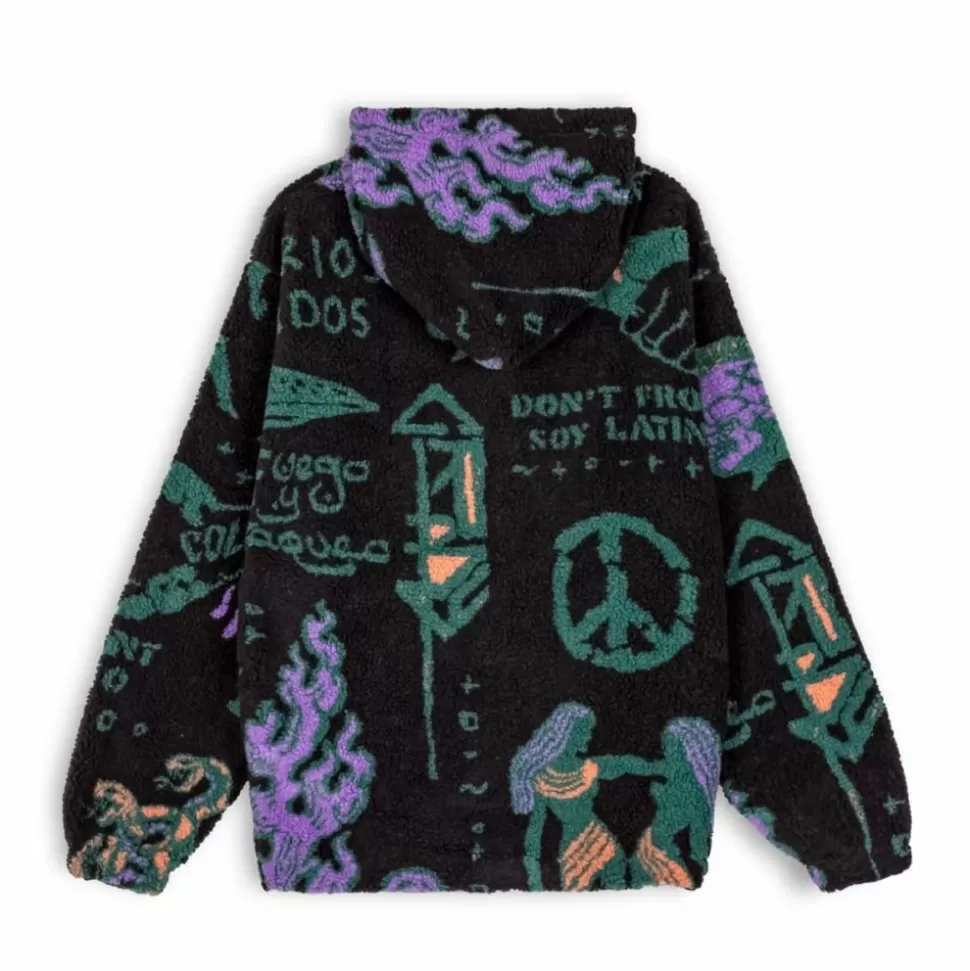 Recycled*Grimey Sudadera Lost Boys All Over Sherpa Hoodie - Black - Winter 22