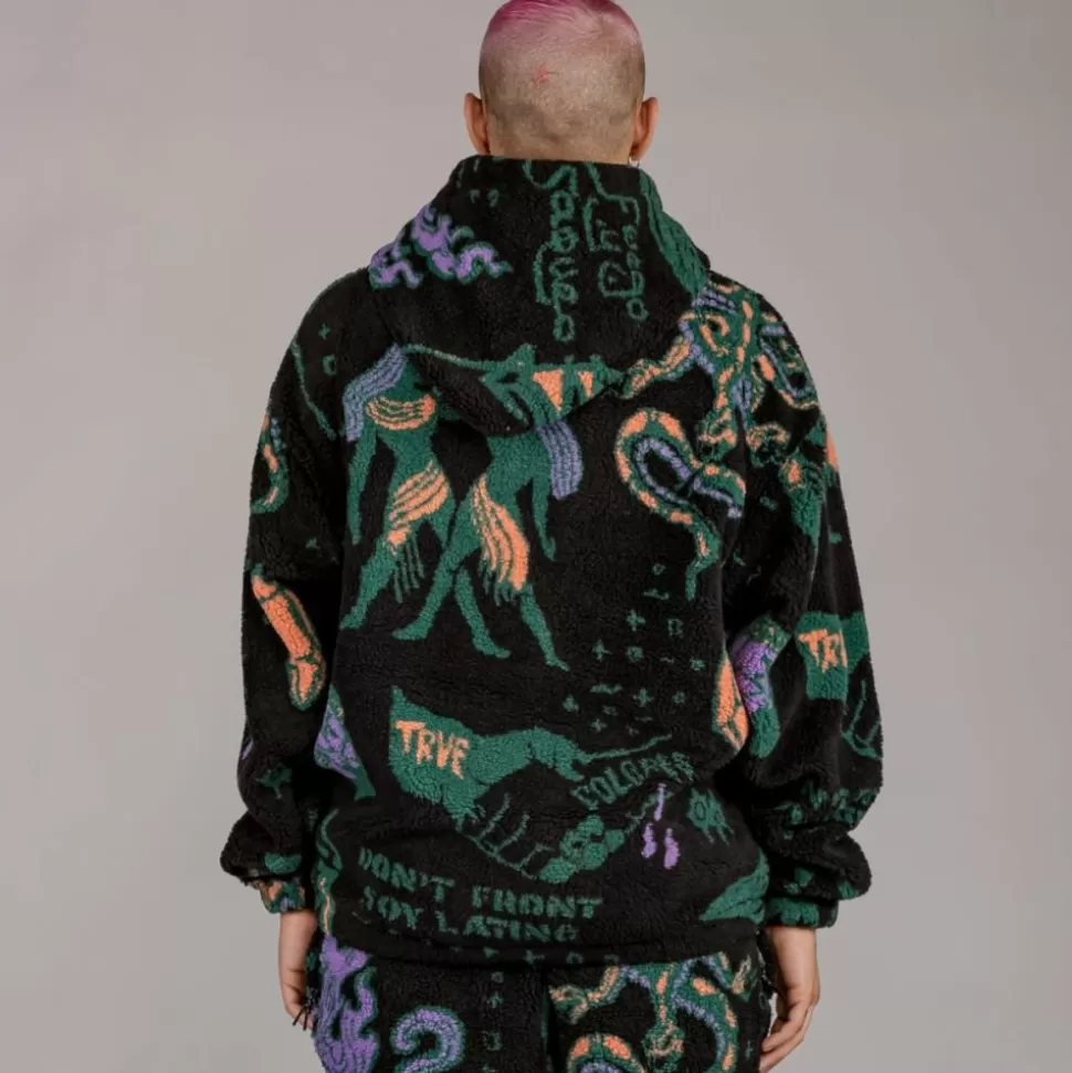 Recycled*Grimey Sudadera Lost Boys All Over Sherpa Hoodie - Black - Winter 22