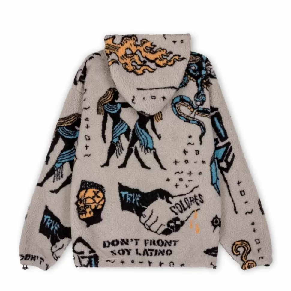Recycled*Grimey Sudadera Lost Boys All Over Sherpa Hoodie - Cream - Winter 22