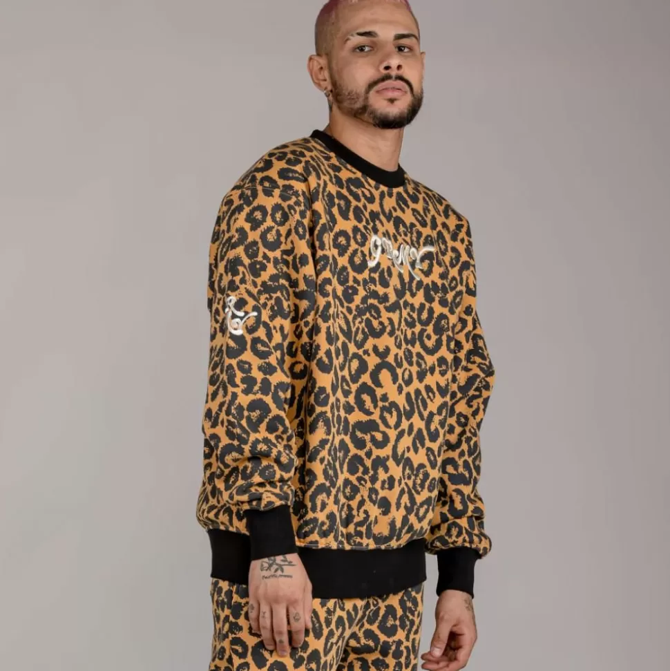 Sweatshirts*Grimey Sudadera "Westbound" All Over Print Crewneck - Leopard - Fall 22
